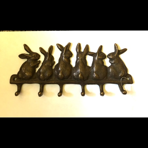 Wall Decor Solid Brass Nwt Never Hung Bunny Wall Art With Hooks